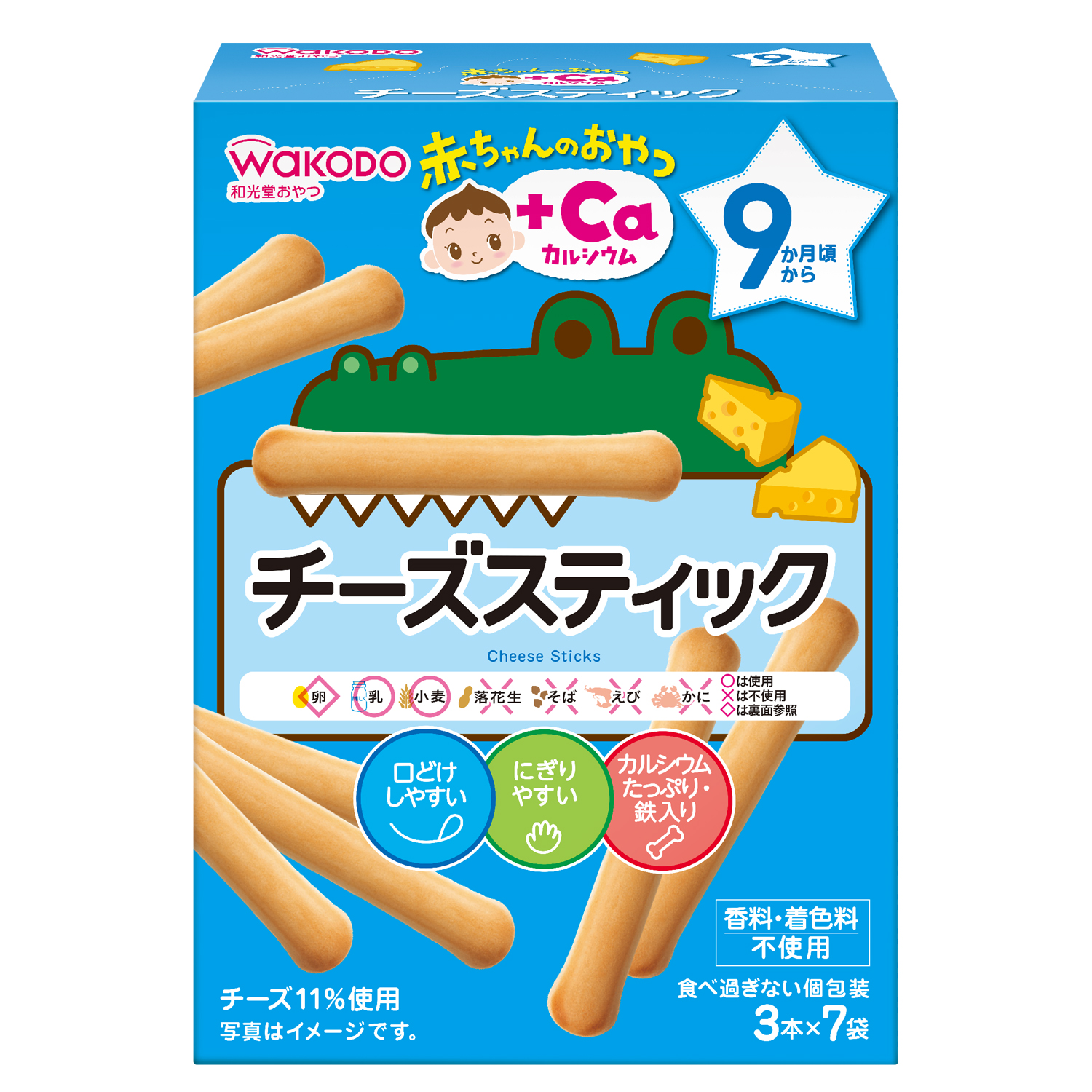WAKODO Baby Snacks +Ca Cheese Sticks Baby Biscuits (9+ Months) (Bundle of 6)